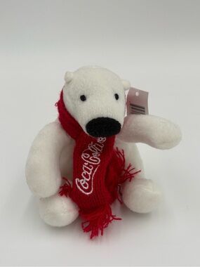 Coca-Cola Polar Bear Plush with Red Knit Scarf 5”  Stuffed Animal w/ Tag